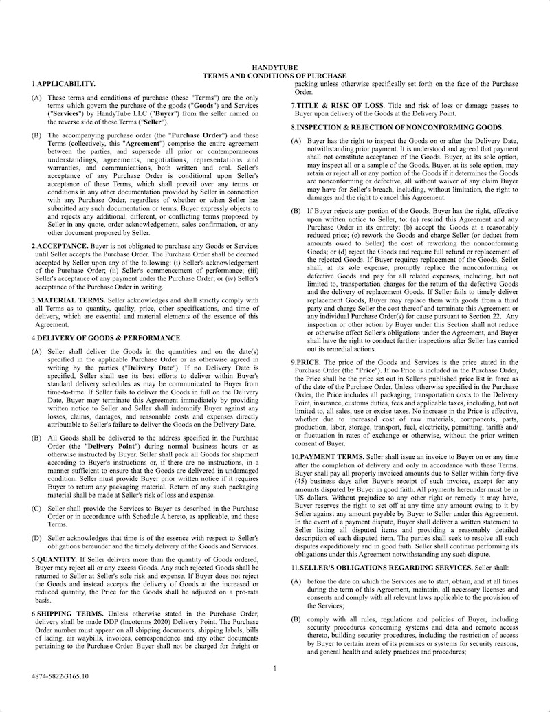 Terms & Conditions of Purchase