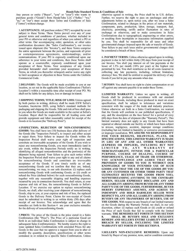 Standard Terms and Conditions of Sale